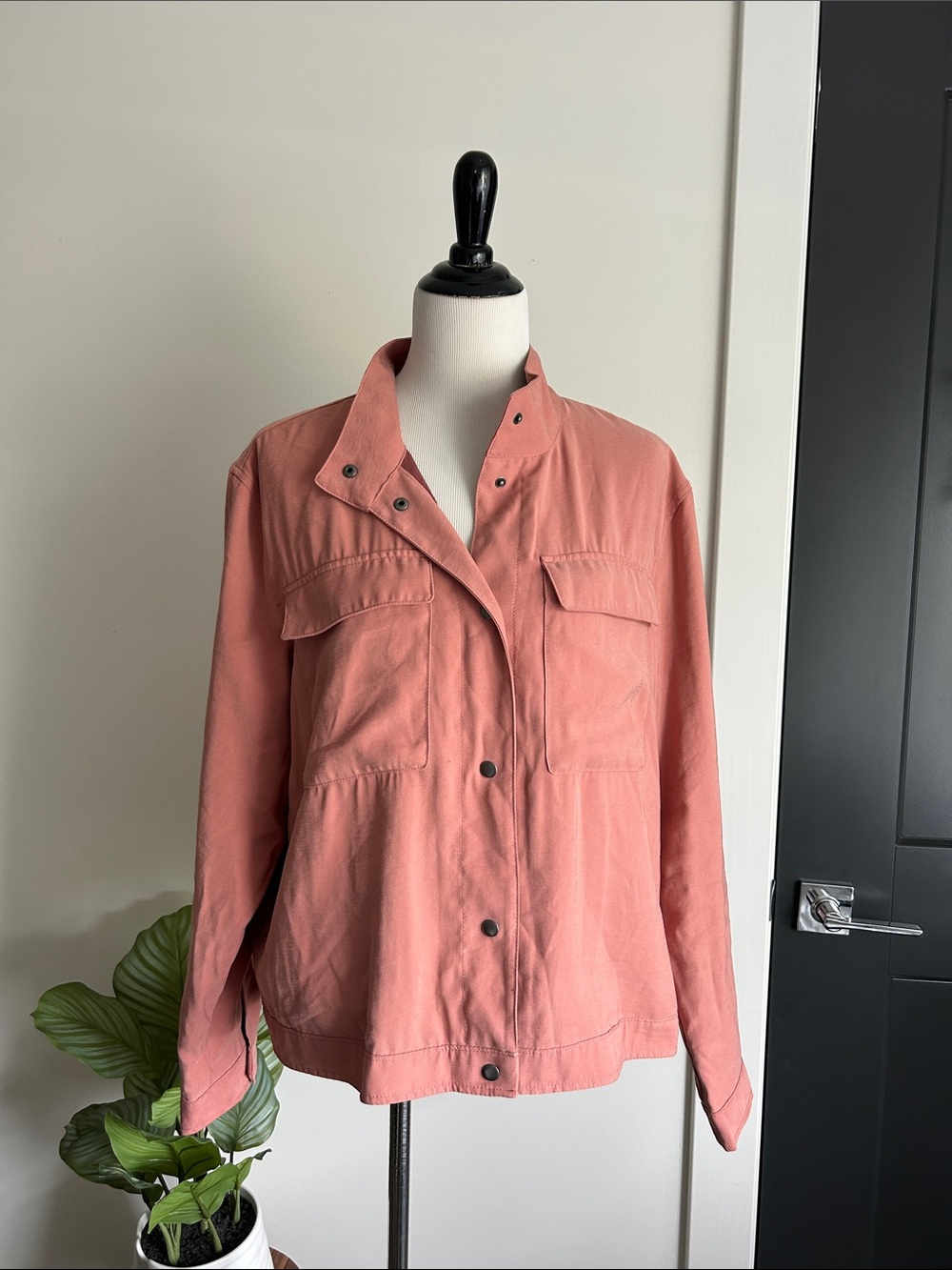 🍁🍂Fall XL snap front Lightweight Utility Jacket - salmon shade